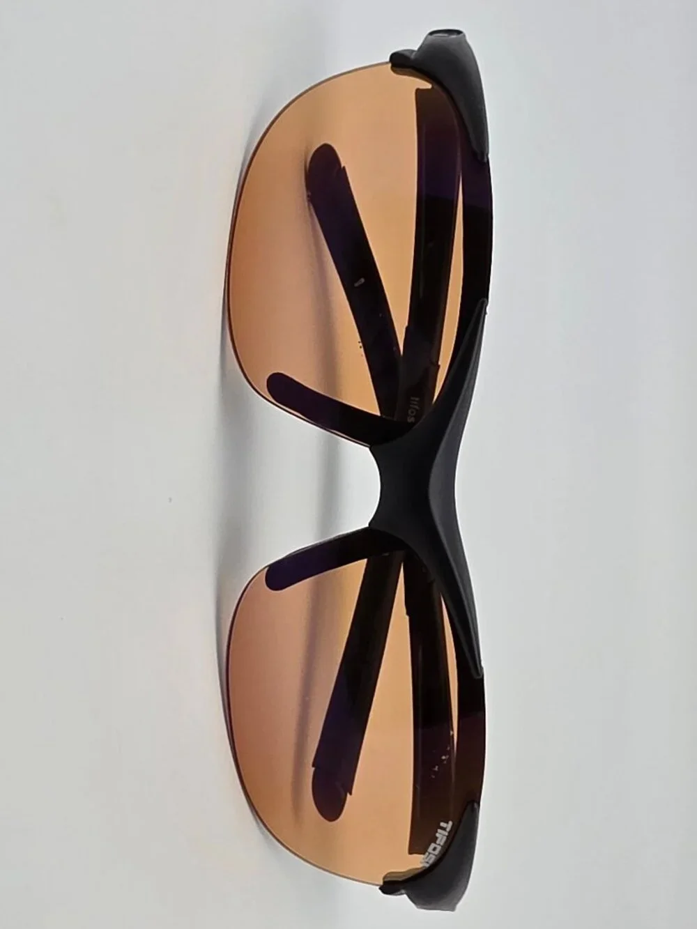 Tifosi Wisp Matte Black Frame Purple Mirror Brown Lens Sunglasses w Retainer